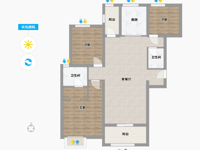 陕西省-西安市-金地中央公园-100.00-户型库-采光通风