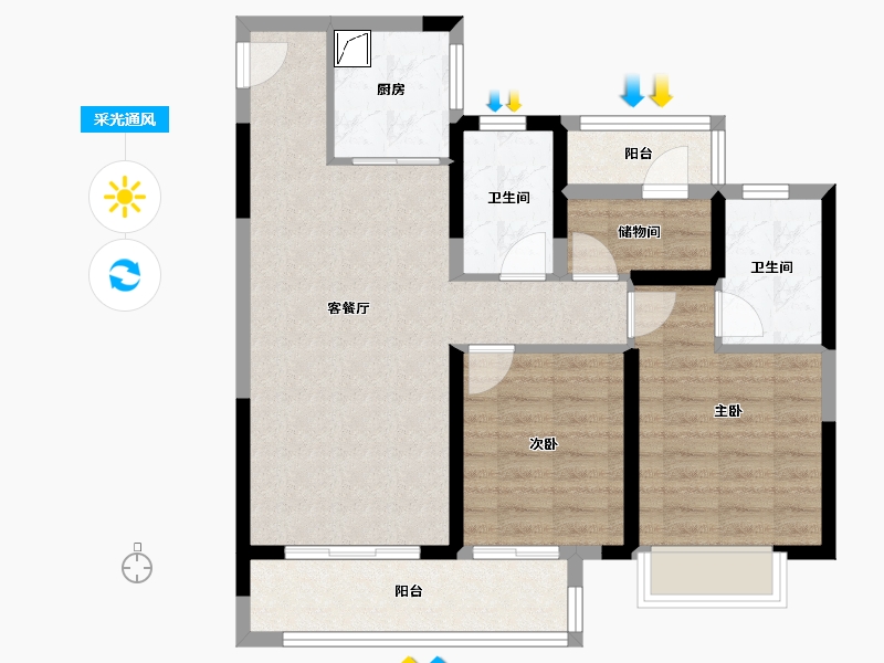 江西省-赣州市-远洋红星中央广场-83.05-户型库-采光通风