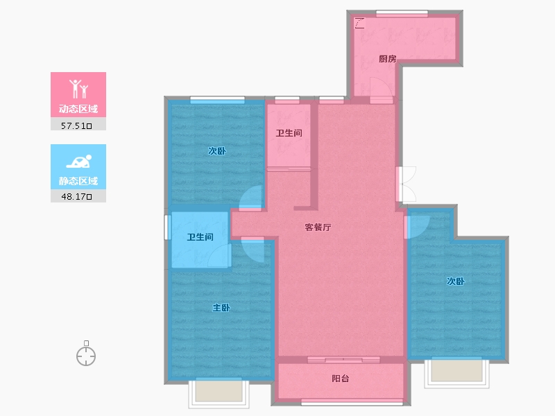 山东省-潍坊市-天兴一品-94.30-户型库-动静分区