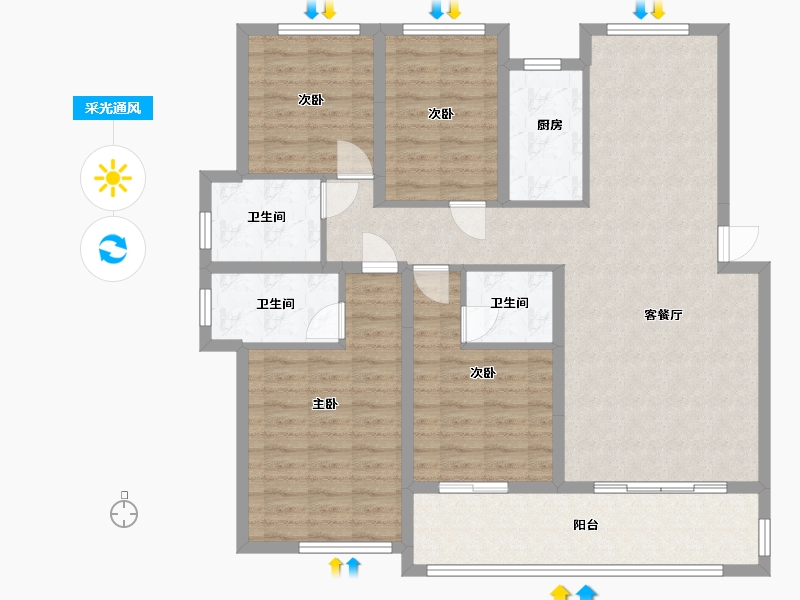 江西省-赣州市-信丰清华誉府-130.00-户型库-采光通风