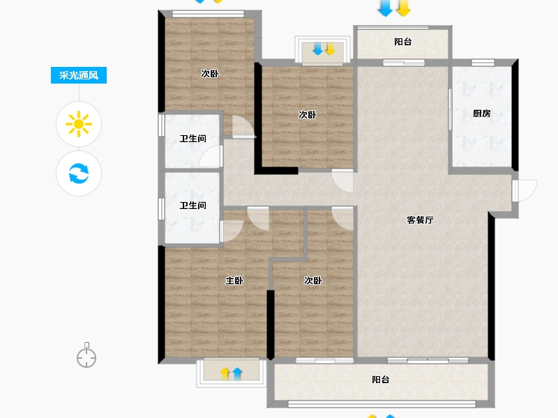 福建省-泉州市-格林春天-140.00-户型库-采光通风