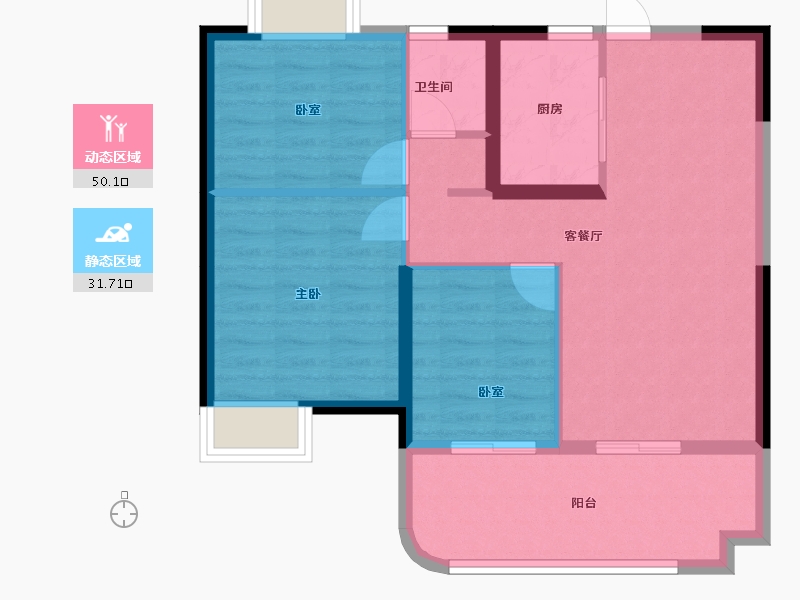 广西壮族自治区-北海市-东投海玥台-80.00-户型库-动静分区