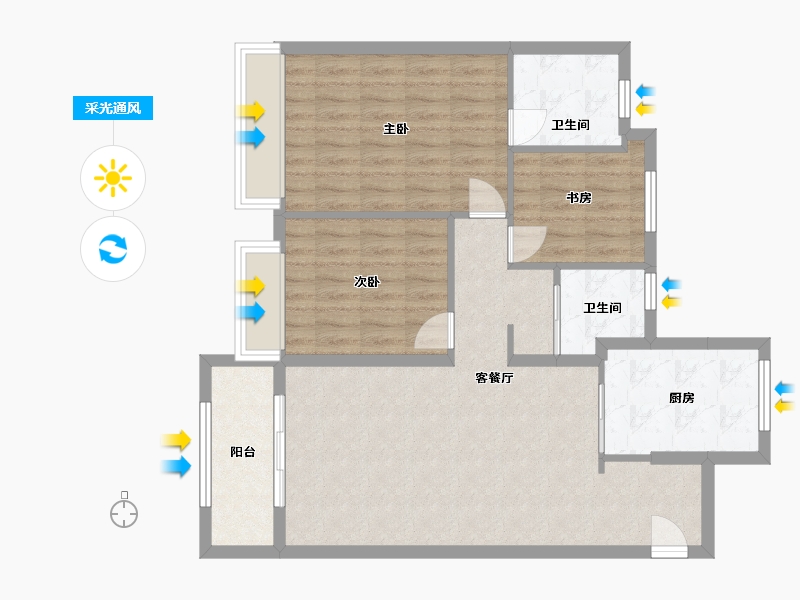 浙江省-温州市-鹿城中心-91.00-户型库-采光通风