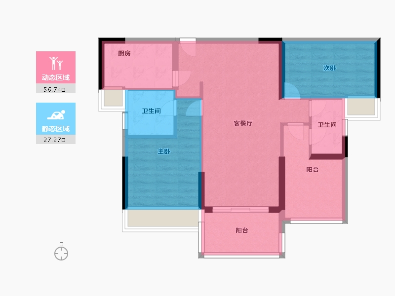 广东省-中山市-海伦堡玖悦府销售中心-75.00-户型库-动静分区