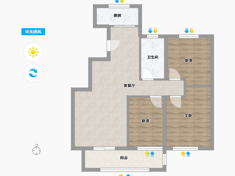 山东省-威海市-悦湖湾小区-75.00-户型库-采光通风