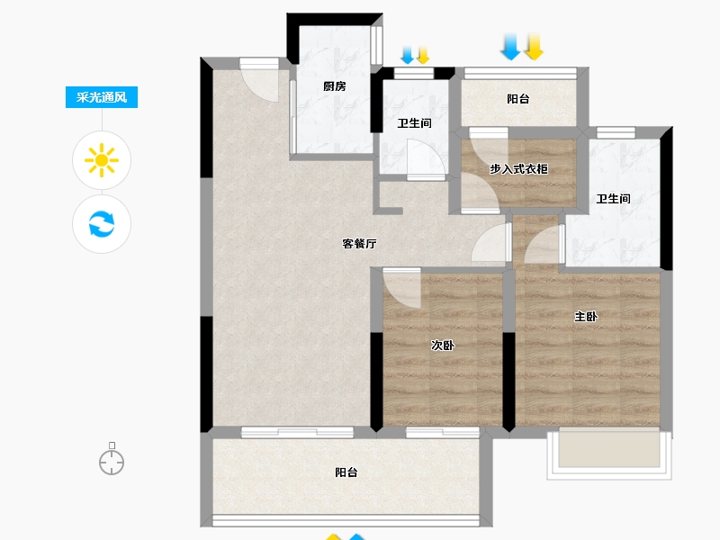 河南省-郑州市-保利天汇-71.00-户型库-采光通风