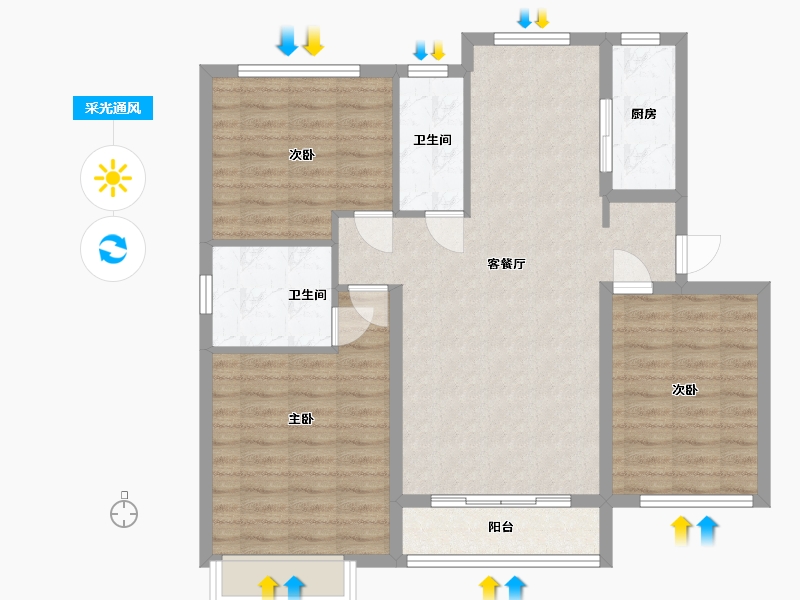 河北省-石家庄市-花溪城-94.00-户型库-采光通风