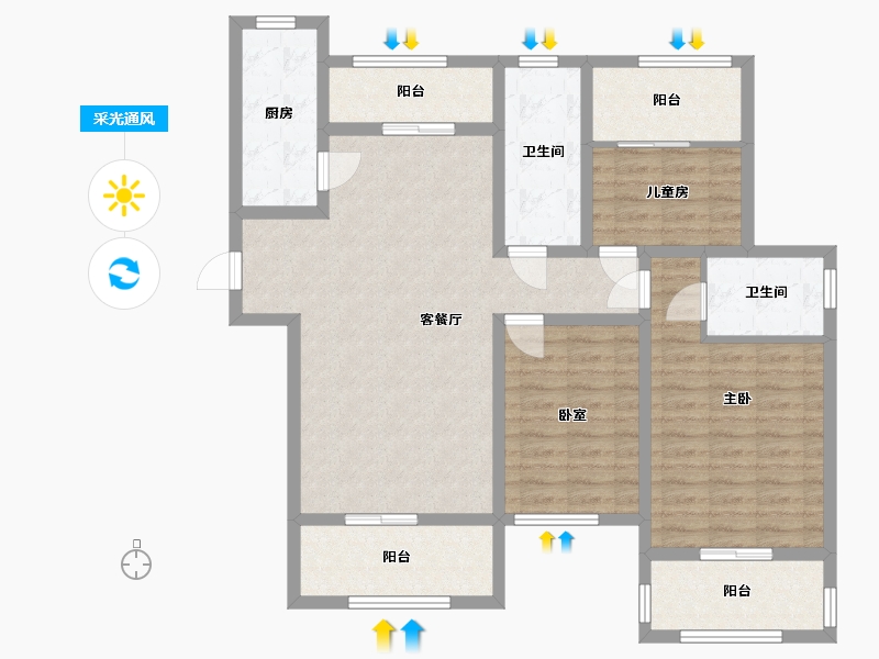 陕西省-渭南市-信达峯墅-120.00-户型库-采光通风