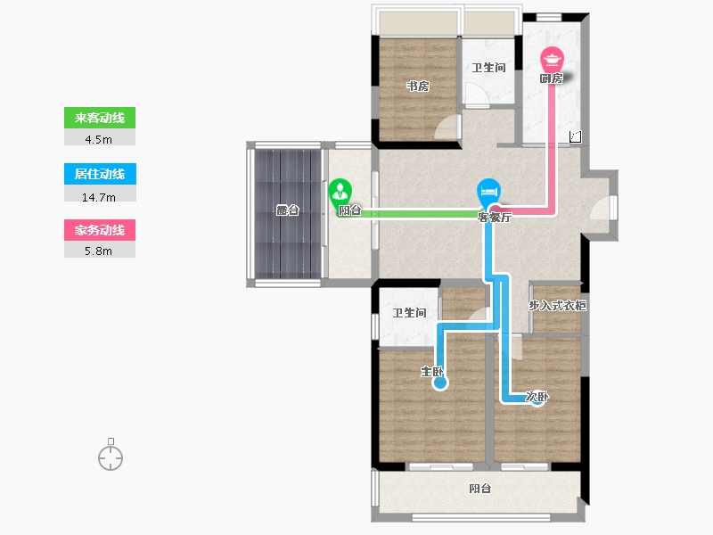 江苏省-徐州市-秀水华庭-108.00-户型库-动静线