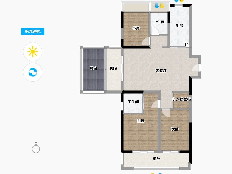 江苏省-徐州市-秀水华庭-108.00-户型库-采光通风