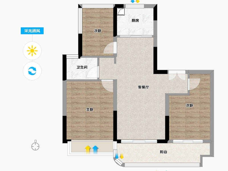 江苏省-南通市-十里江山-66.00-户型库-采光通风