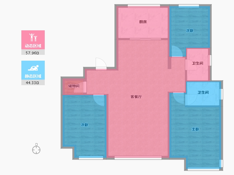 内蒙古自治区-通辽市-水墨嘉华-130.95-户型库-动静分区