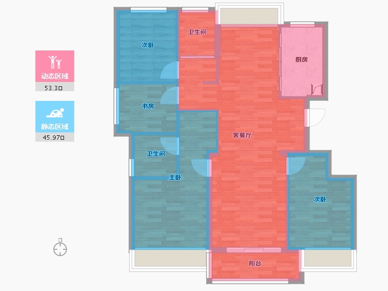 浙江省-杭州市-滨江半岛印象-89.00-户型库-动静分区