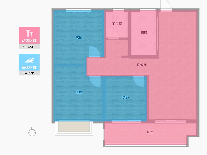 河南省-郑州市-新城悦隽公馆-76.00-户型库-动静分区