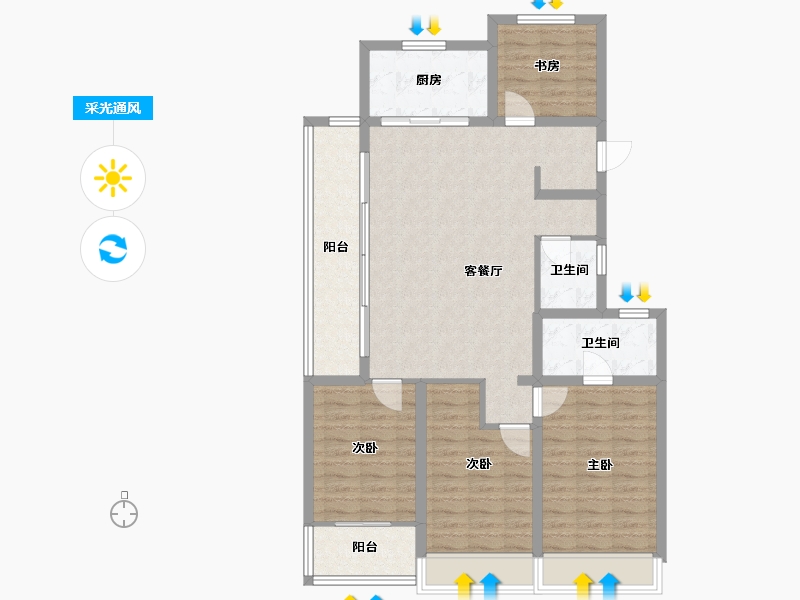 浙江省-杭州市-杭与城-121.50-户型库-采光通风