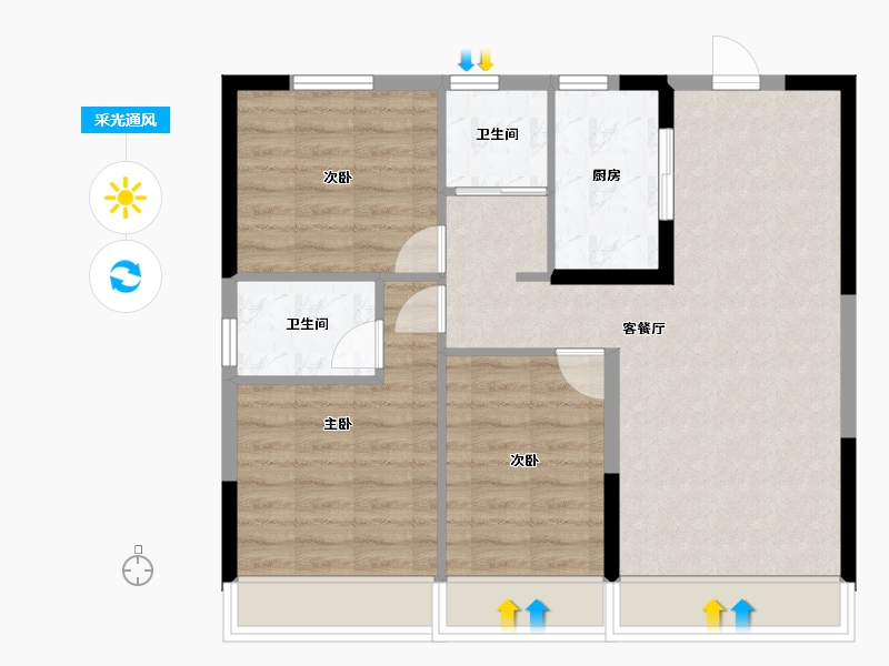 辽宁省-沈阳市-碧桂园九英里-81.00-户型库-采光通风