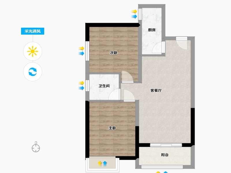 河南省-安阳市-空港新城-70.00-户型库-采光通风