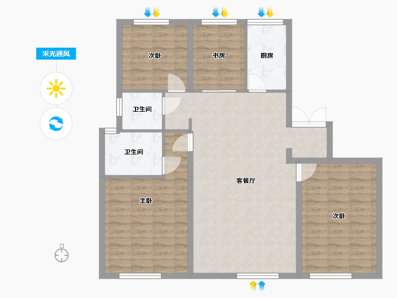 陕西省-西安市-西安保利天悦-101.00-户型库-采光通风