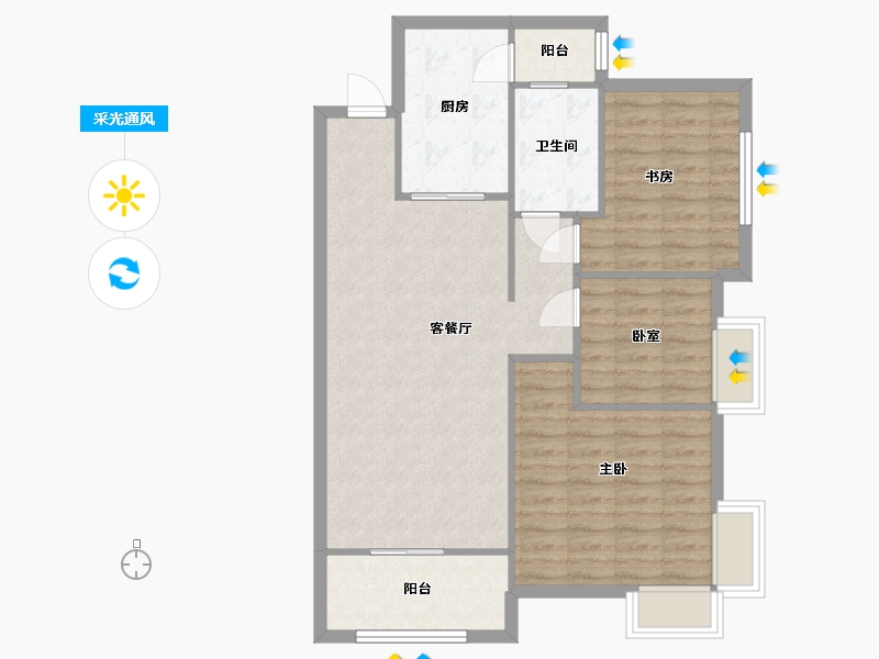 湖北省-武汉市-保利心语-97.00-户型库-采光通风