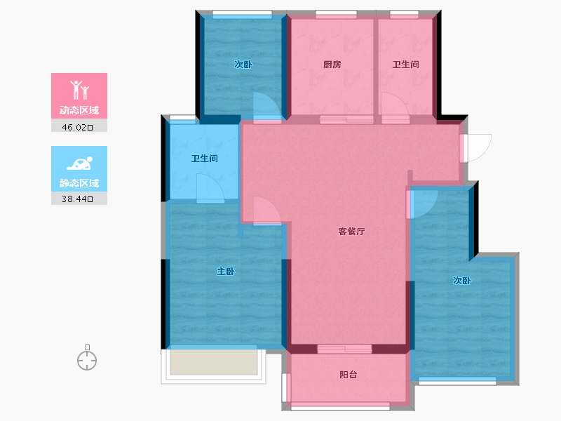 上海-上海市-招商璀璨公馆-76.00-户型库-动静分区