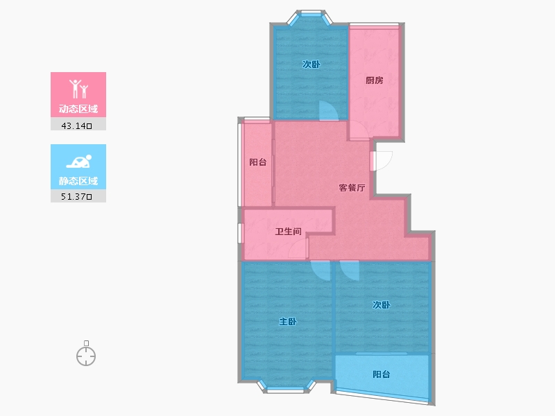 上海-上海市-鲁班公寓-86.00-户型库-动静分区