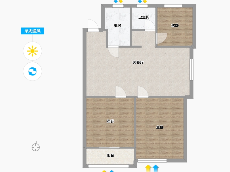 浙江省-宁波市-新潮堂-77.00-户型库-采光通风