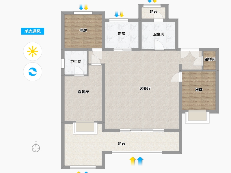 贵州省-贵阳市-中铁阅花溪-100.00-户型库-采光通风