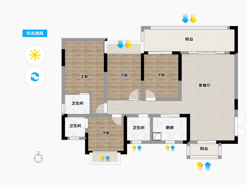 四川省-绵阳市-壹品江山-122.00-户型库-采光通风