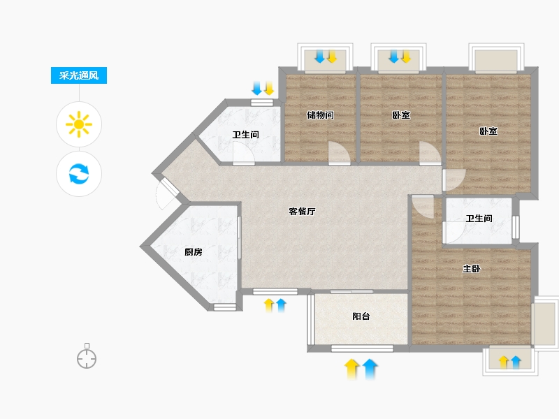 湖北省-武汉市-常青花园十一区-112.00-户型库-采光通风