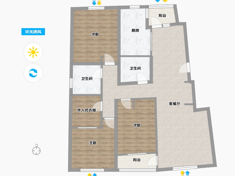 北京-北京市-四季青桥-130.00-户型库-采光通风