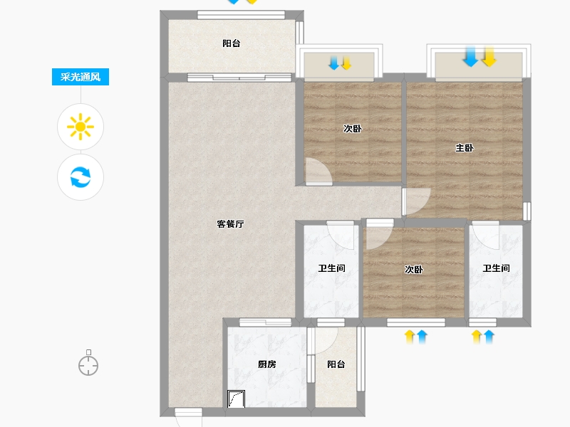 河南省-周口市-碧桂园-120.00-户型库-采光通风