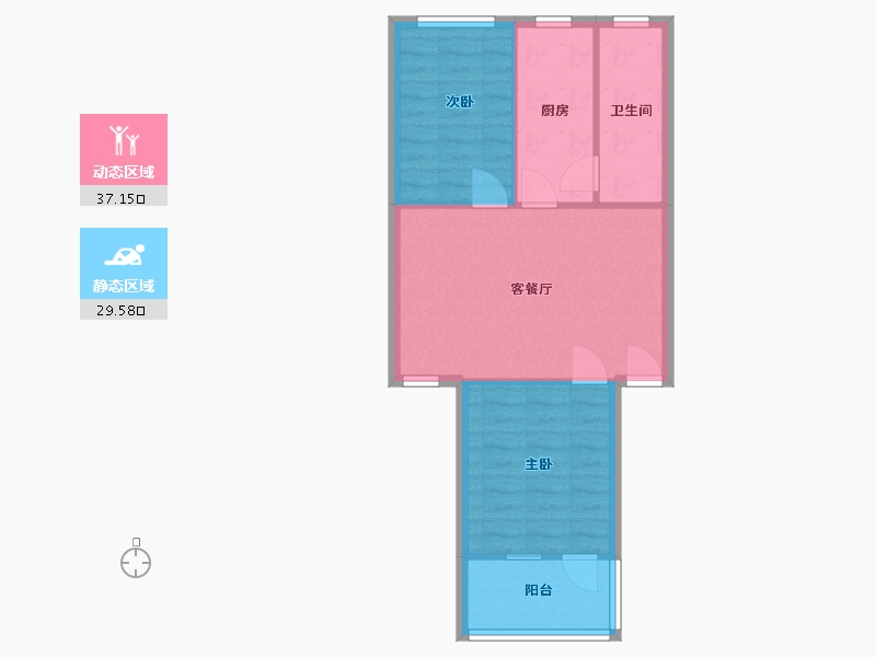 湖南省-长沙市-锻压小区-72.00-户型库-动静分区