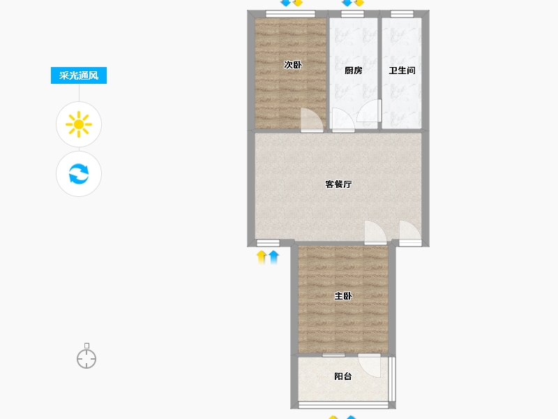 湖南省-长沙市-锻压小区-72.00-户型库-采光通风