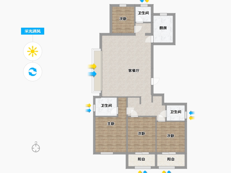 浙江省-丽水市-金周佳苑-130.00-户型库-采光通风