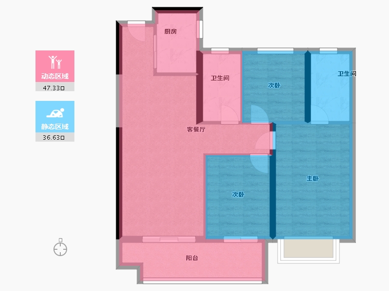 福建省-泉州市-中骏东璟府-74.89-户型库-动静分区