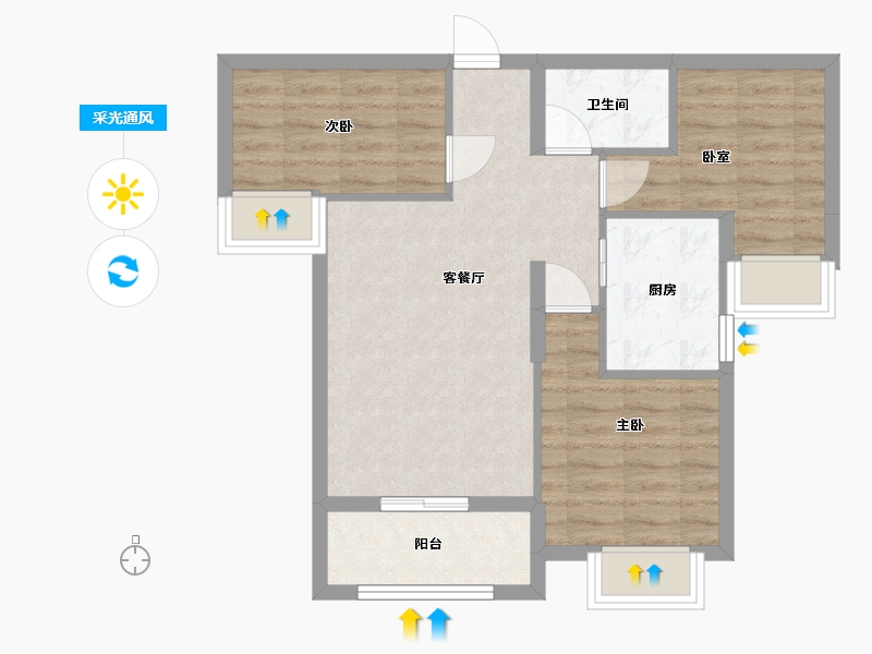 广东省-江门市-海涛名轩-70.00-户型库-采光通风