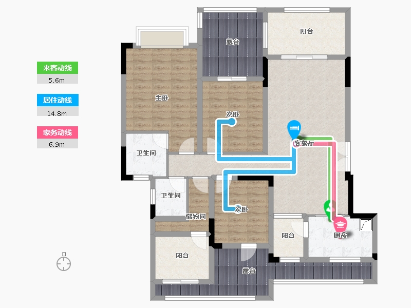 重庆-重庆市-金科观澜-114.00-户型库-动静线