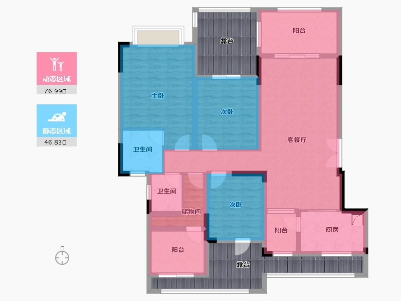 重庆-重庆市-金科观澜-114.00-户型库-动静分区