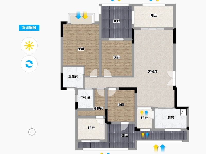 重庆-重庆市-金科观澜-114.00-户型库-采光通风