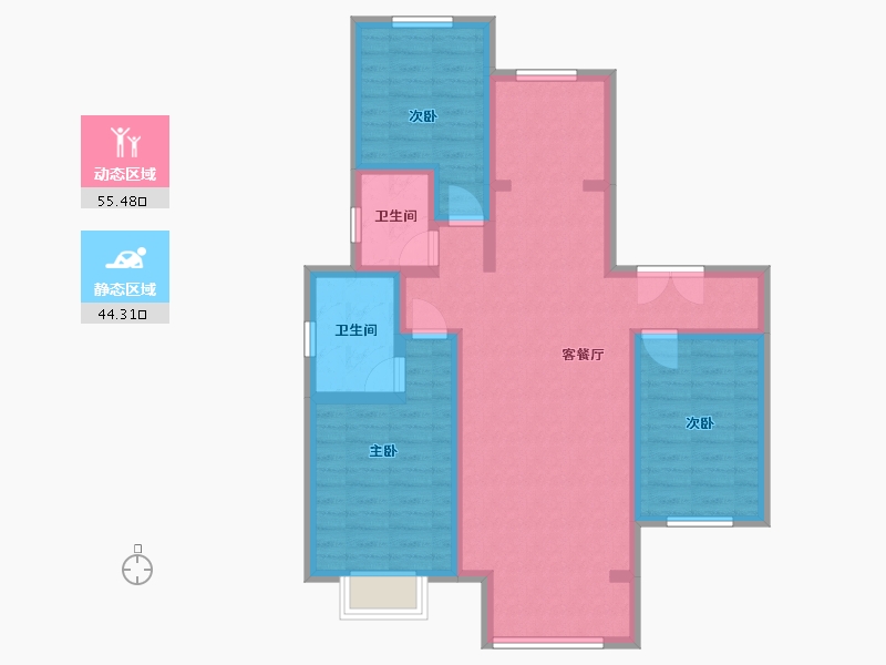 内蒙古自治区-赤峰市-乐业·幸福里(金宇公馆)-99.21-户型库-动静分区