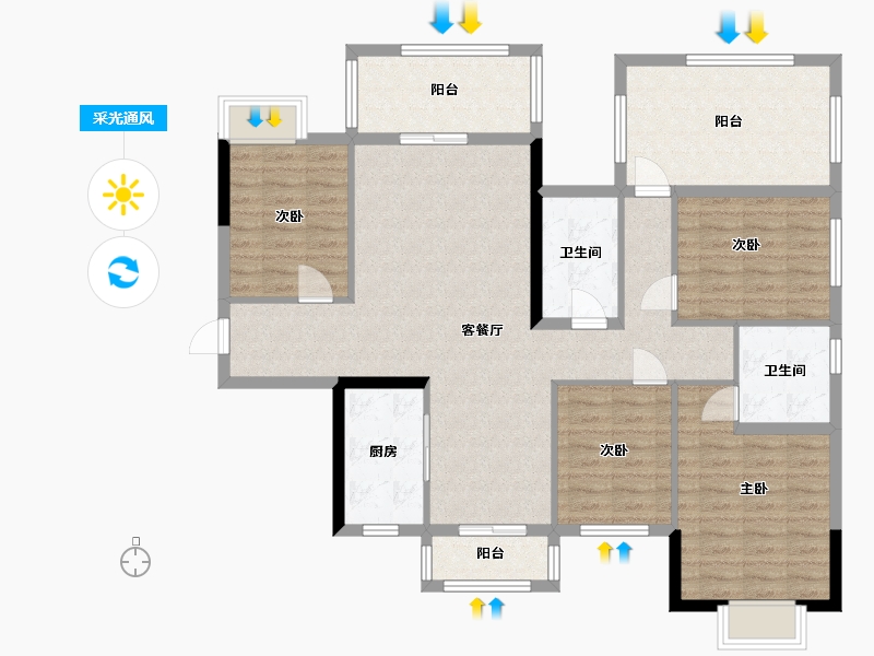 广西壮族自治区-南宁市-明昱公园-121.00-户型库-采光通风