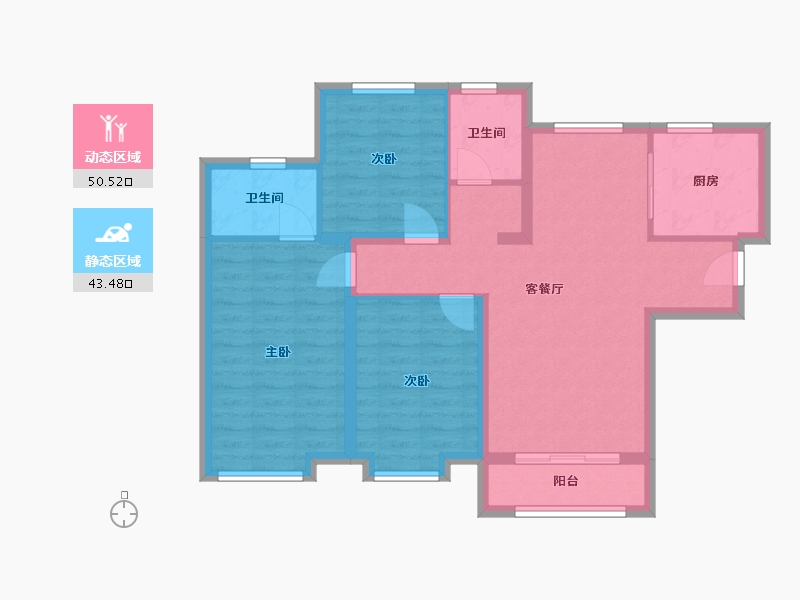 甘肃省-兰州市-万科城-108.00-户型库-动静分区