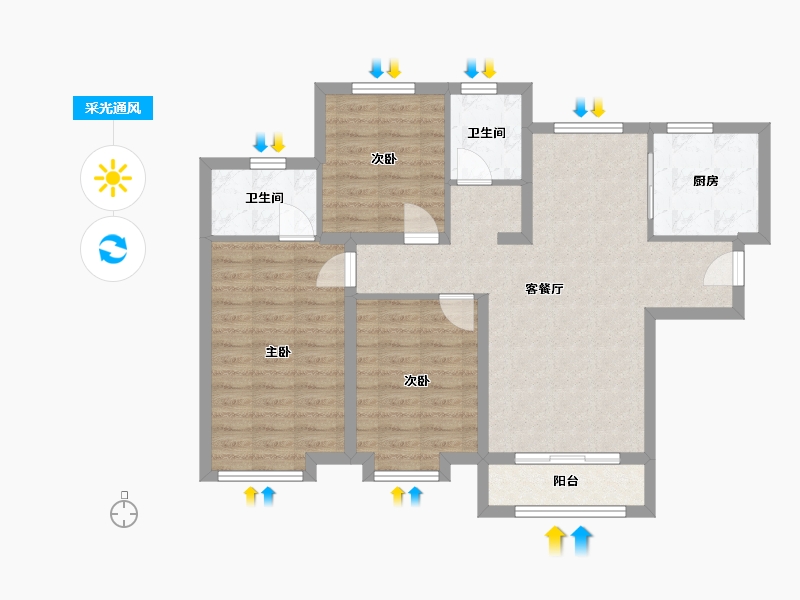 甘肃省-兰州市-万科城-108.00-户型库-采光通风