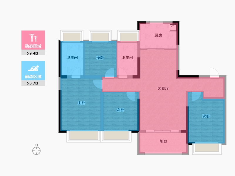 江苏省-苏州市-润樾庭-103.00-户型库-动静分区