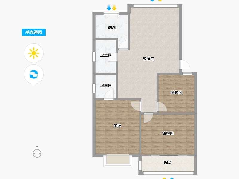 江苏省-苏州市-金都花园-83.27-户型库-采光通风