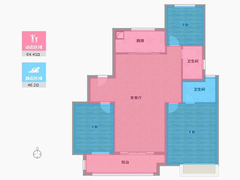 江苏省-扬州市-中海左岸-100.00-户型库-动静分区