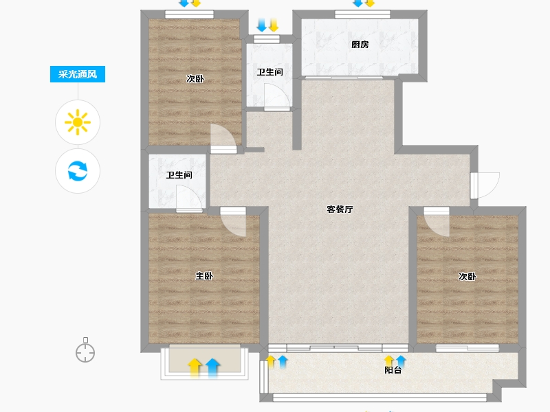 河北省-邢台市-乔马庄新村-110.00-户型库-采光通风