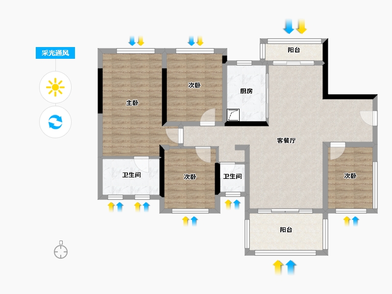 广西壮族自治区-贵港市-华盈·壹品江山-94.00-户型库-采光通风