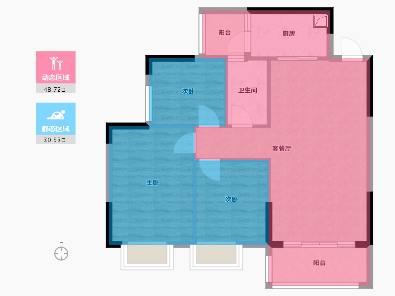 广东省-广州市-凤秀花园-75.00-户型库-动静分区