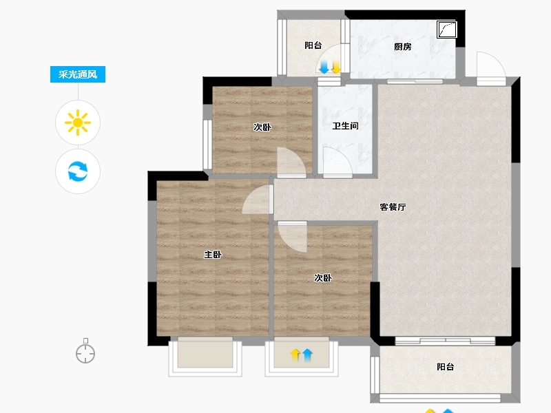 广东省-广州市-凤秀花园-75.00-户型库-采光通风